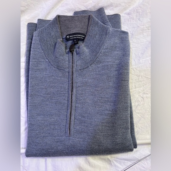 Hart Schaffner Marx Men’s Blue 100% Wool Quarter Zip Sweater Gray Accent XXL - Picture 3 of 7